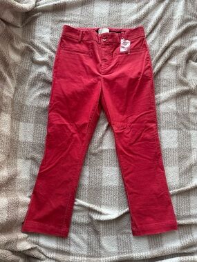 Anthropologie Red/Pink Straight-Leg Corduroy Jeans